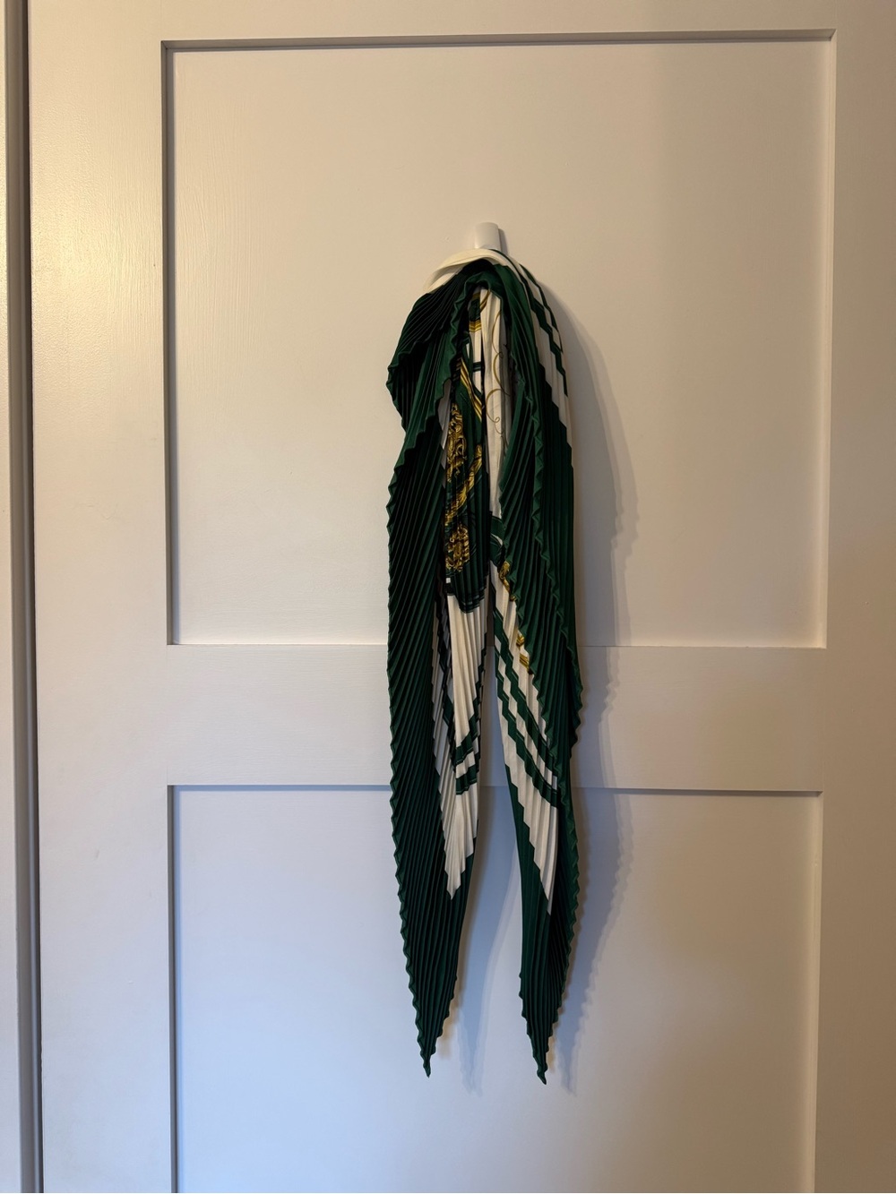 Hermes Brides De Gala 80s/90s Plisse Green Silk Scarf 90x90 Vintage Authentic - Picture 7 of 8